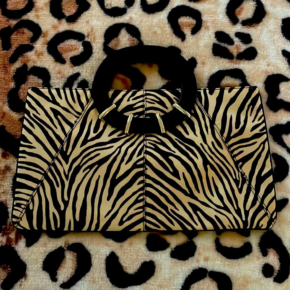 Vintage Kate Spade animal print bag with leather handles